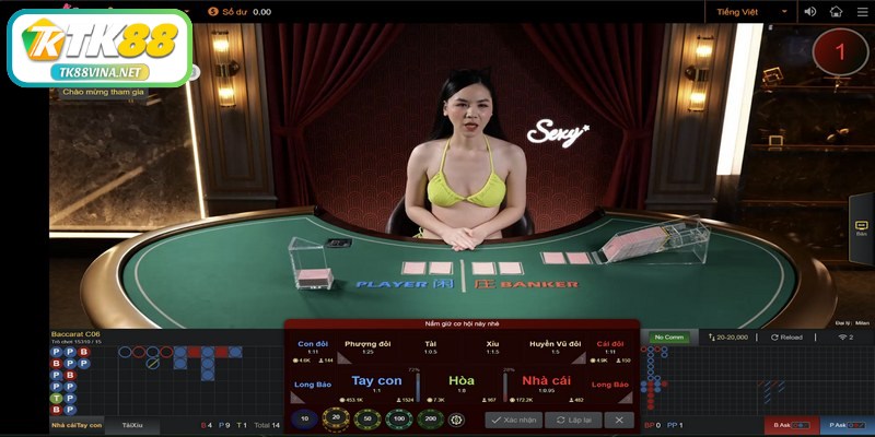 Điểm danh một vài trò chơi siêu hot tại sảnh casino TK88
