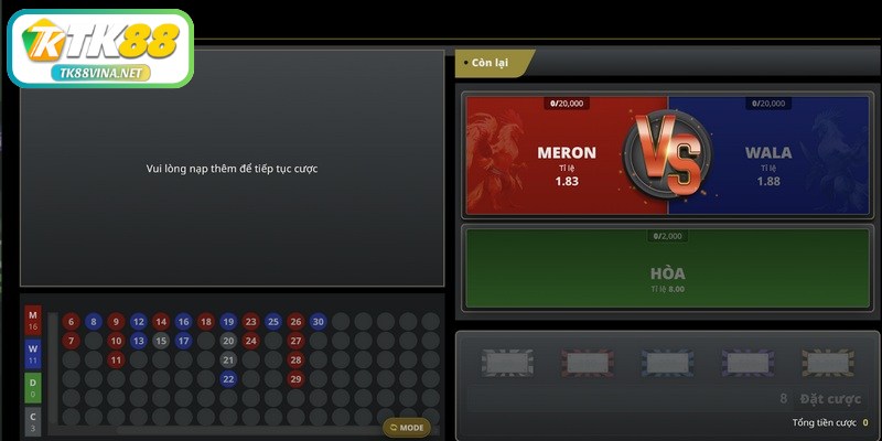 Hệ thống tỷ lệ cược rất công bằng và minh bạch tại sảnh đá gà TK88