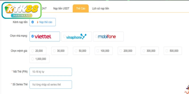 Kiểm tra thông tin tài khoản, đảm bảo tính chính xác với lệnh nạp