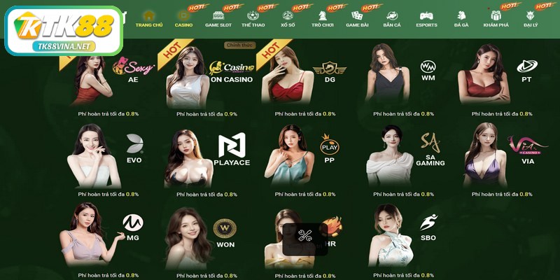 Các phòng casino trực tuyến chất lượng, tái hiện không gian chân thực
